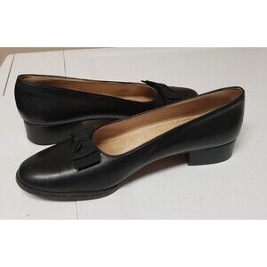 Cole Haan Handmade in Italy 100% Leather Black Low Heel Shoe Sz 9.5 PO Fair